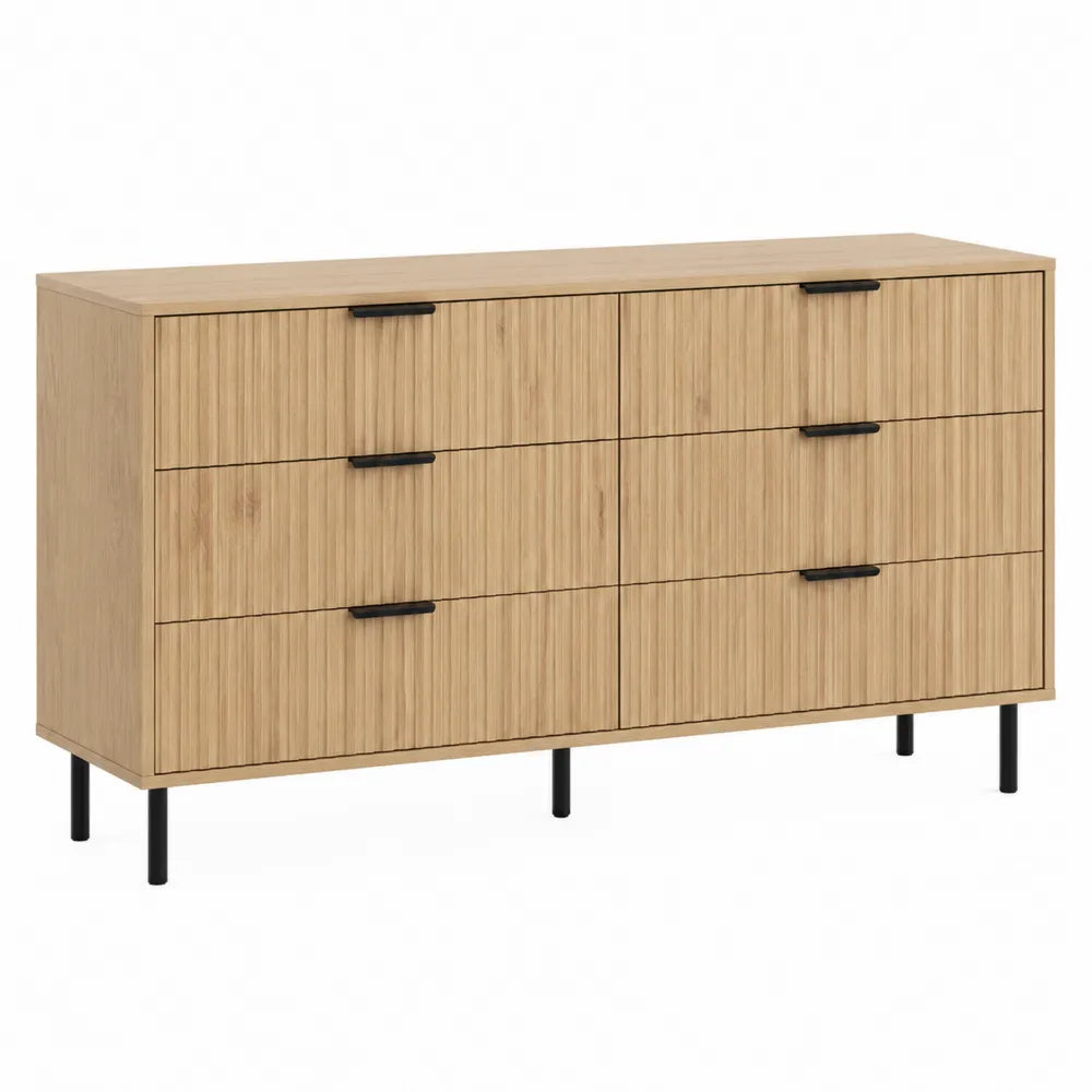 Cómoda de Madera de Roble con Patas Metálicas Negras 120x40x75 cm