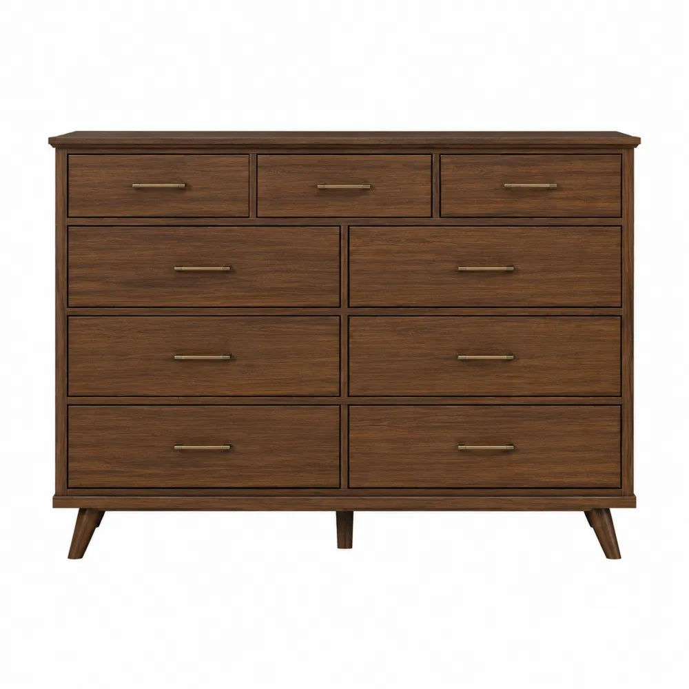 Cómoda de Madera con 9 Cajones Color Nogal