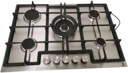Gasline GAG75INX, Varné desky, Plynová instalace Plynový sporák, 5 plamen, plynová varná deska, nerezová ocel, Stříbrná, 75cm, 2 ', 12, 10 kW