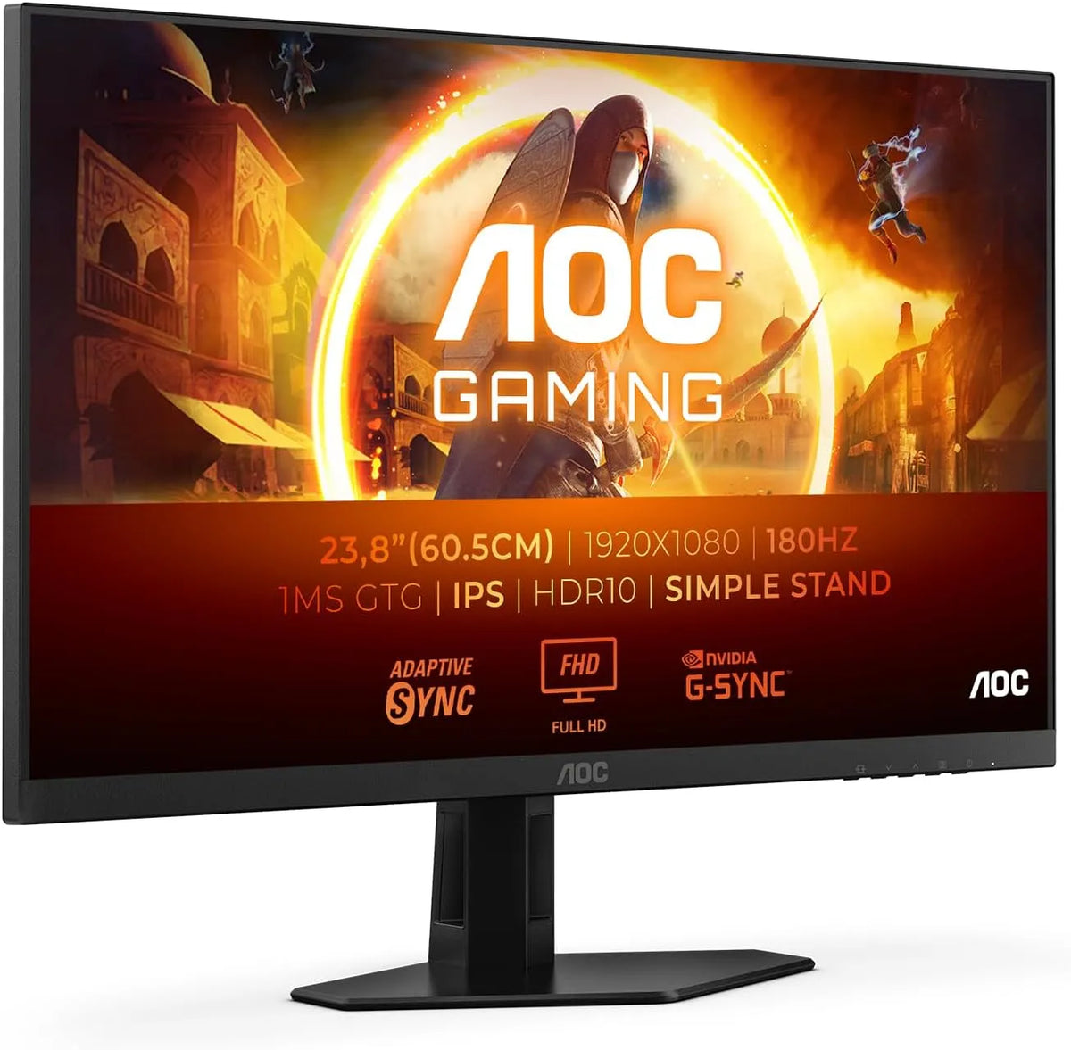 AOC 24G4XED HDR10, Monitory, 24 palců FHD Gaming Monitor, 180Hz, Rychlý IPS Panel, 1ms GtG, G-Sync, Černá, 24G, 1920x1080, 2X 2