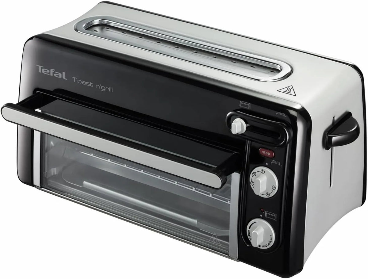 Tefal 2-in-1 TL6008, Mini trouby, RETRO Toast n 'Grill - toustovač a minitrouba, 1300 W, energeticky účinná, Černá, 2 v