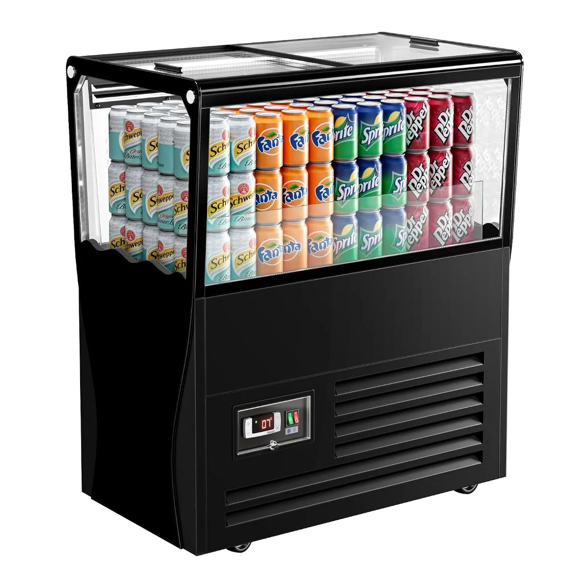 GGM Gastro, Barové chladničky, Bottle Cooling Island 69L se 2 sklopnými skleněnými kryty, Průhledná, 69L, 730 mm, 450 mm, 900 mm