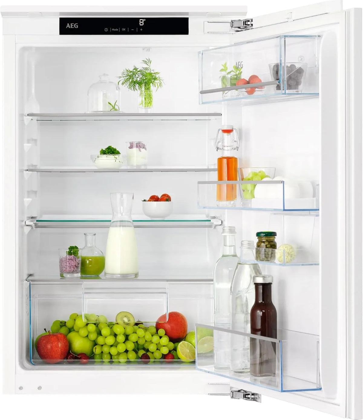 AEG TSK5O88WDF, Kombinované chladničky s mrazákem, built- in lednice 88cm bez mrazáku, série 5000 OptiSpace: 2x multinastavitelná a, Bílá, 88cm