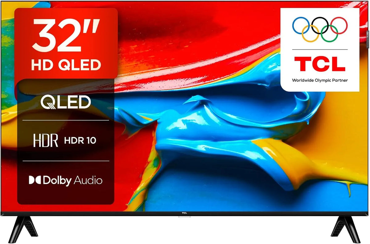 TCL 32V4C, Televizory, 32 palců HD Smart QLED Direct LED TV s TV Android a HDR kompatibilní s Google, Černá, 32V, QLED, Full HD