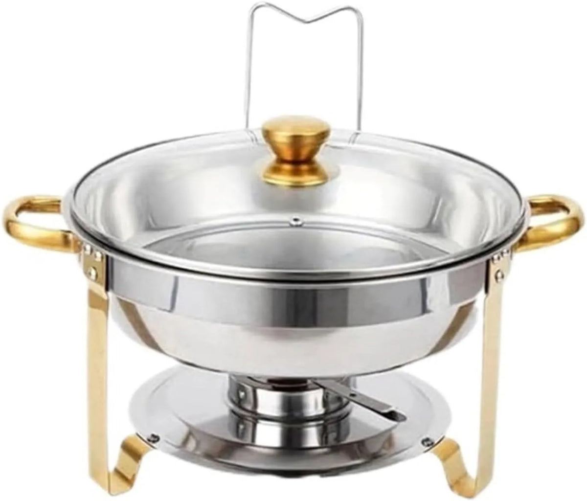 TRDEWR, Ohřívače nápojů a jídel, Chafing Nádobí Buffet nerezová ocel Chafer kolo catering warmer server pro party, Stříbrná, 1W, 6V