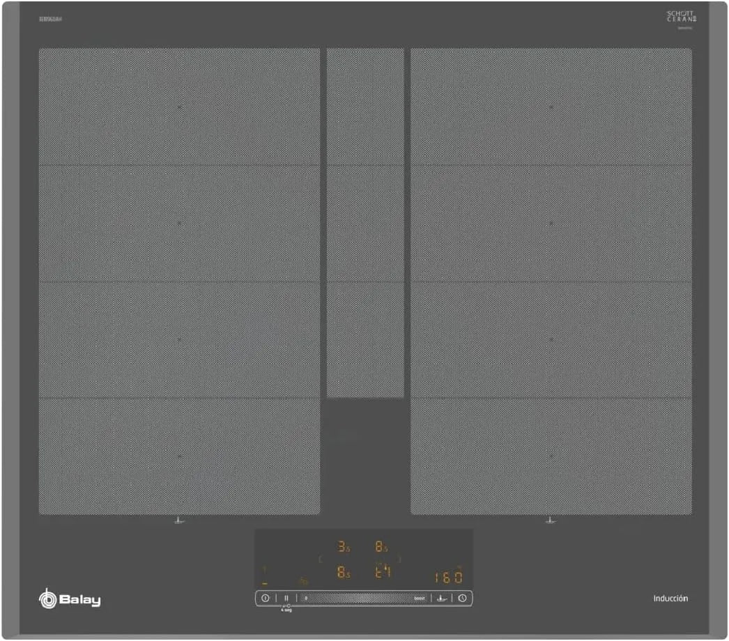 Balay 3EB960AH, Varné desky, induction hob, 60 cm široký, 2 zóny, 11 kroků, Flex celková indukce, antracit, 60 cm, 38 x 23 cm, 1 x 59