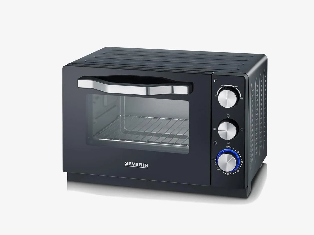 SEVERIN, Mini trouby, Pečící a toaster trouba s cirkulujícím vzduchem, mini trouba s grilovanou, Černá / stříbrná, 20 L, 1, 380 W, 28cm