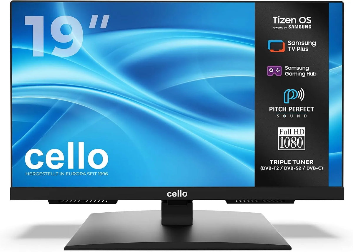 Cello C1926TZH, Televizory, 19 palců Smart TV s Tizen OS od Samsung, Gaming Hub, Bluetooth, Triple Tuner, Černá