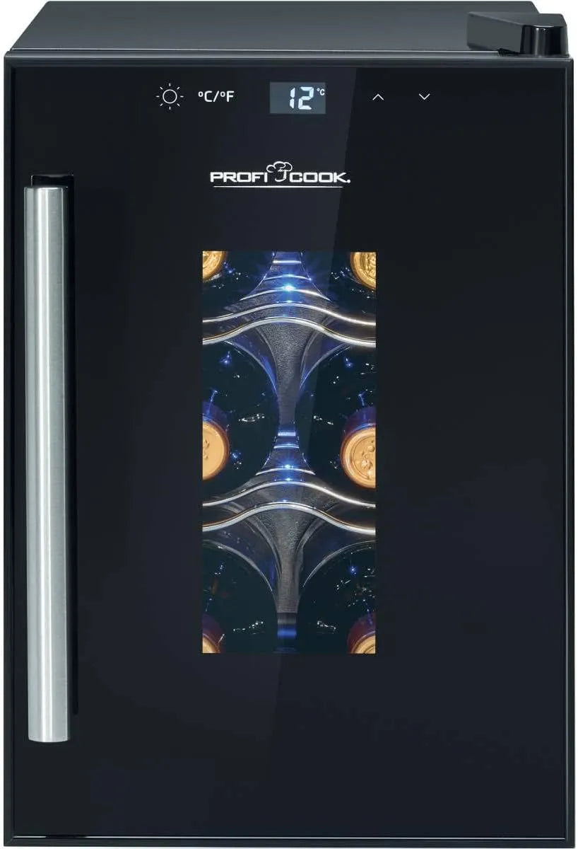 Profi Cook, Vinotéky, ProfiCook ® lednička na víno pro 6 lahví, lednička na nápoje s UV- odolnými, Černá, 6 l, 17L, 1230 l, 0, 75 l