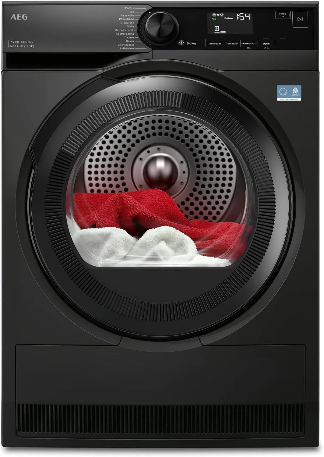 AEG TR7TS75690, Sušičky s tepelným čerpadlem, Tepelné čerpadlo Sušička 9 kg, série 7000 SensiDry - Gentle & Energy- Saving, Černá, 9 kg, 7000 W