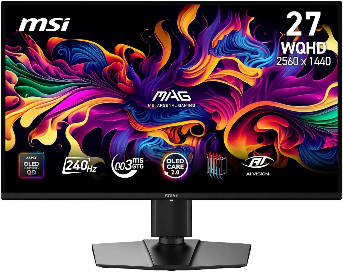 MSI 274QP, Monitory, MAG QD- OLED X24 Gaming Monitor 26, 5 palců WQHD, Černá, OLED, 24 G, 240 Hz, 13000 V