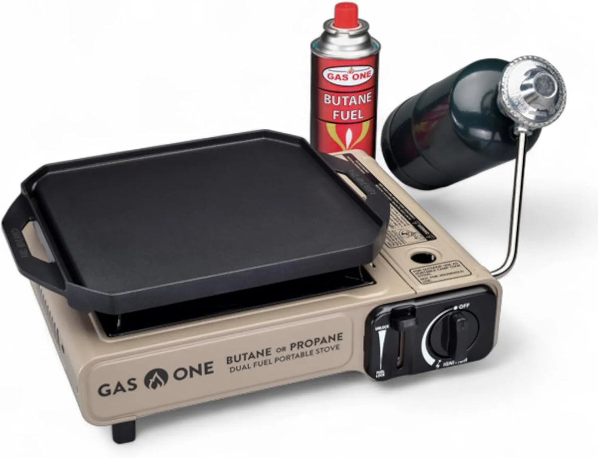 GasOne GS-3400P-KIT, Propangrills, Propan plyn nebo butangasstad s plochým grilem krytem - Dual- Fuel Propane Gril, Vícebarevné, 227 g, 462 g