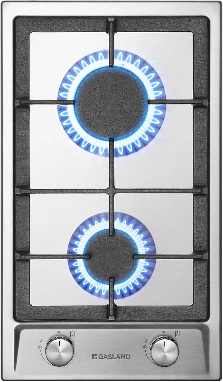 GASLAND GH30SF, Varné desky, GALAND Gas Kochfeld Stavěný nerez ocel Plynový kocher 2 Flame, 30 cm Plynový, Stříbrná, 30 cm, 4200 W, 4, 2 kW