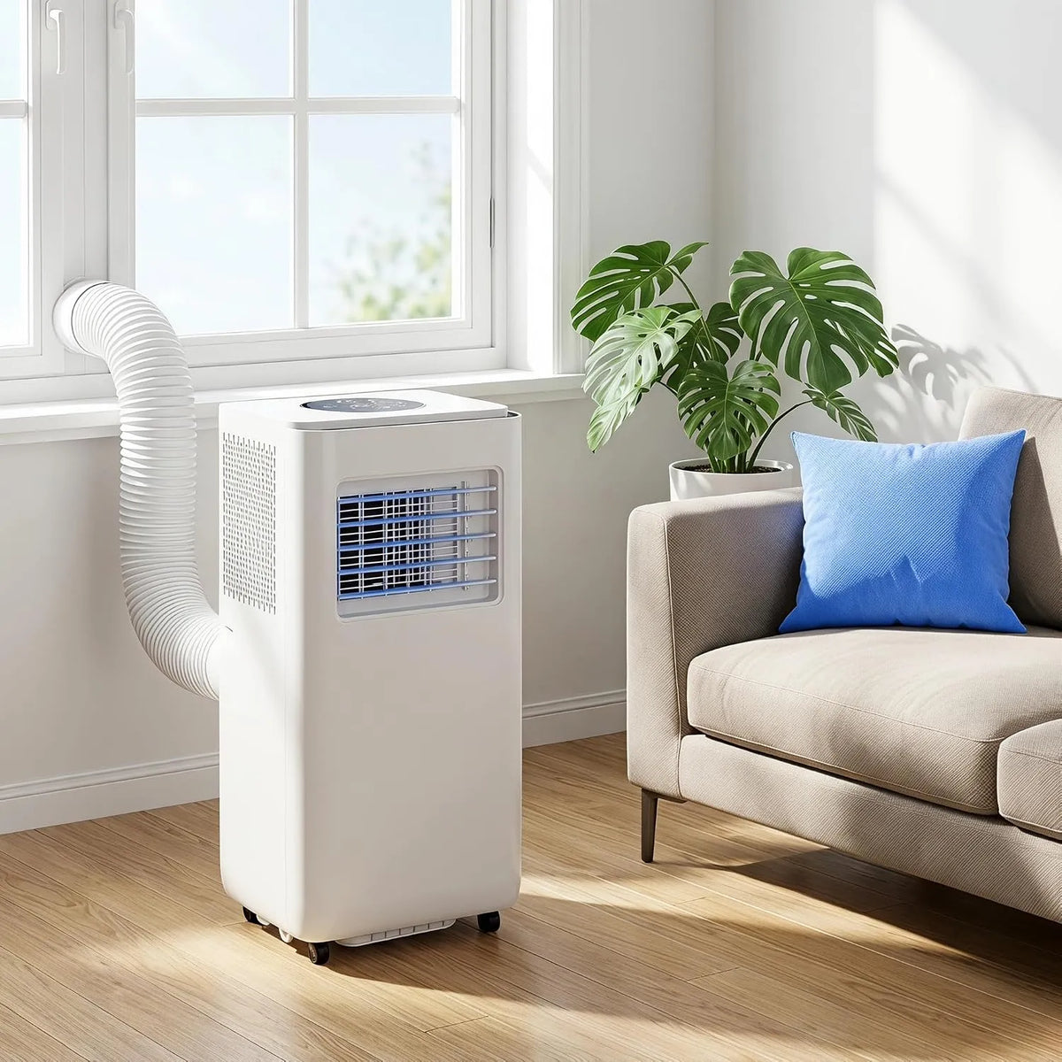 Generisch 4-in-1, Mobilní klimatizace, 12000 BTU Přenosná klimatizace, chlazení 300 m2, Smart AC s chlazením, odvlhčovač, Bílá, 12000 BTU
