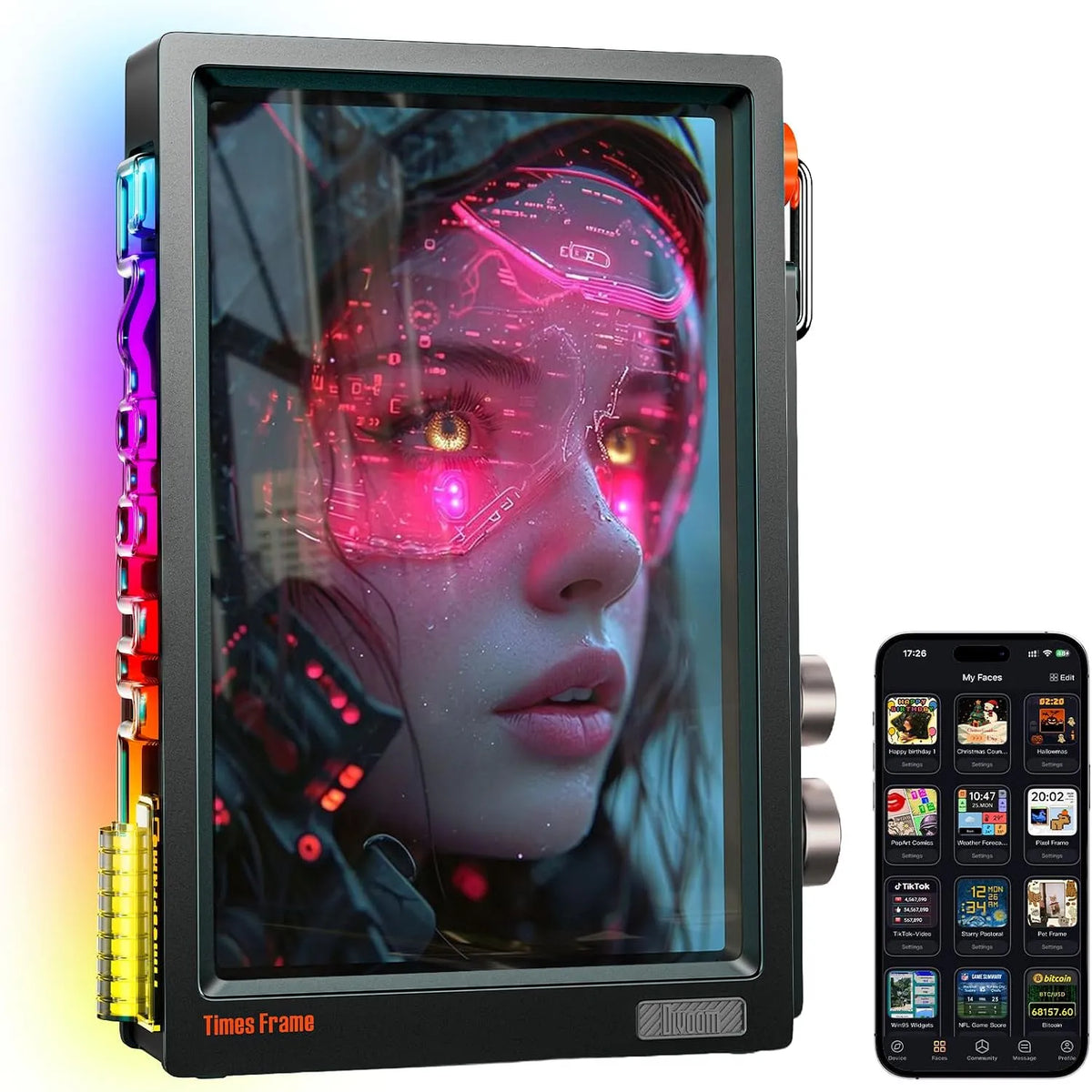 Divoom 64GB, Digitální obrazové rámy, Times Frame 10.1 'WLAN Digital Image Frame s App &, 1280 × 800 HD IPS displej, Černá, 10.1 ', 64G