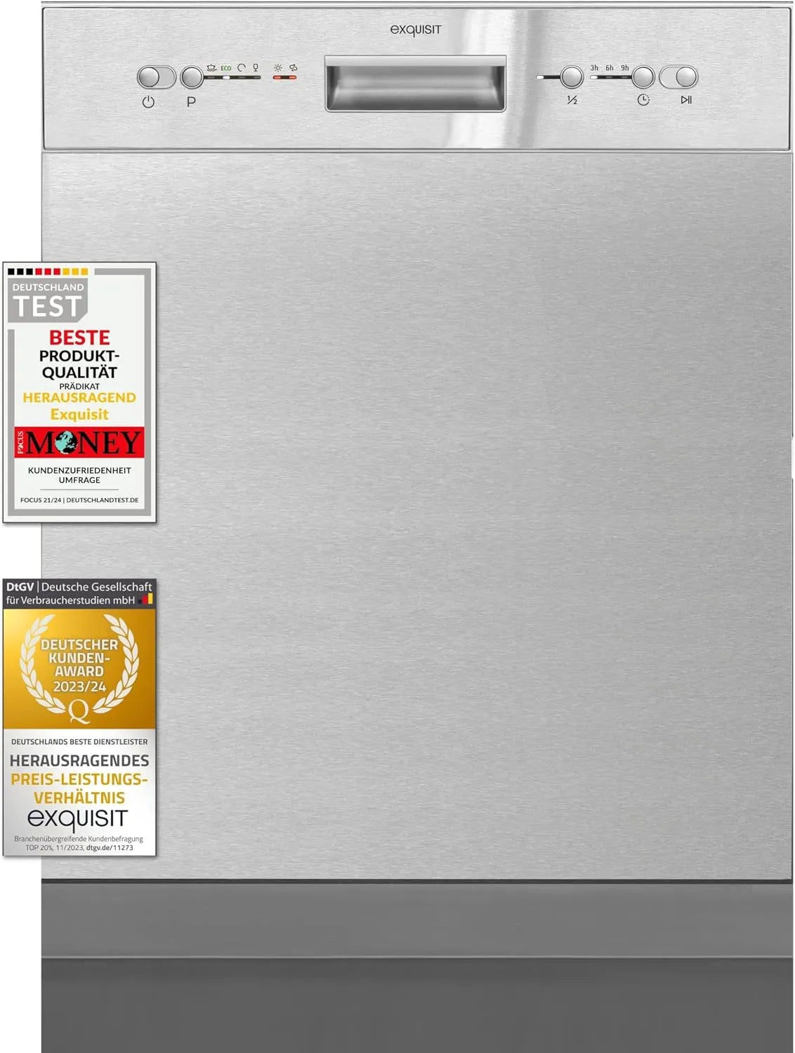 Exquisit EGSP6112-EF-030E, Myčky nádobí, 60 cm, Expresní myčka Inox - myčka 60 cm, Stříbrná, 5 l, 11, 0 l, 49 dB