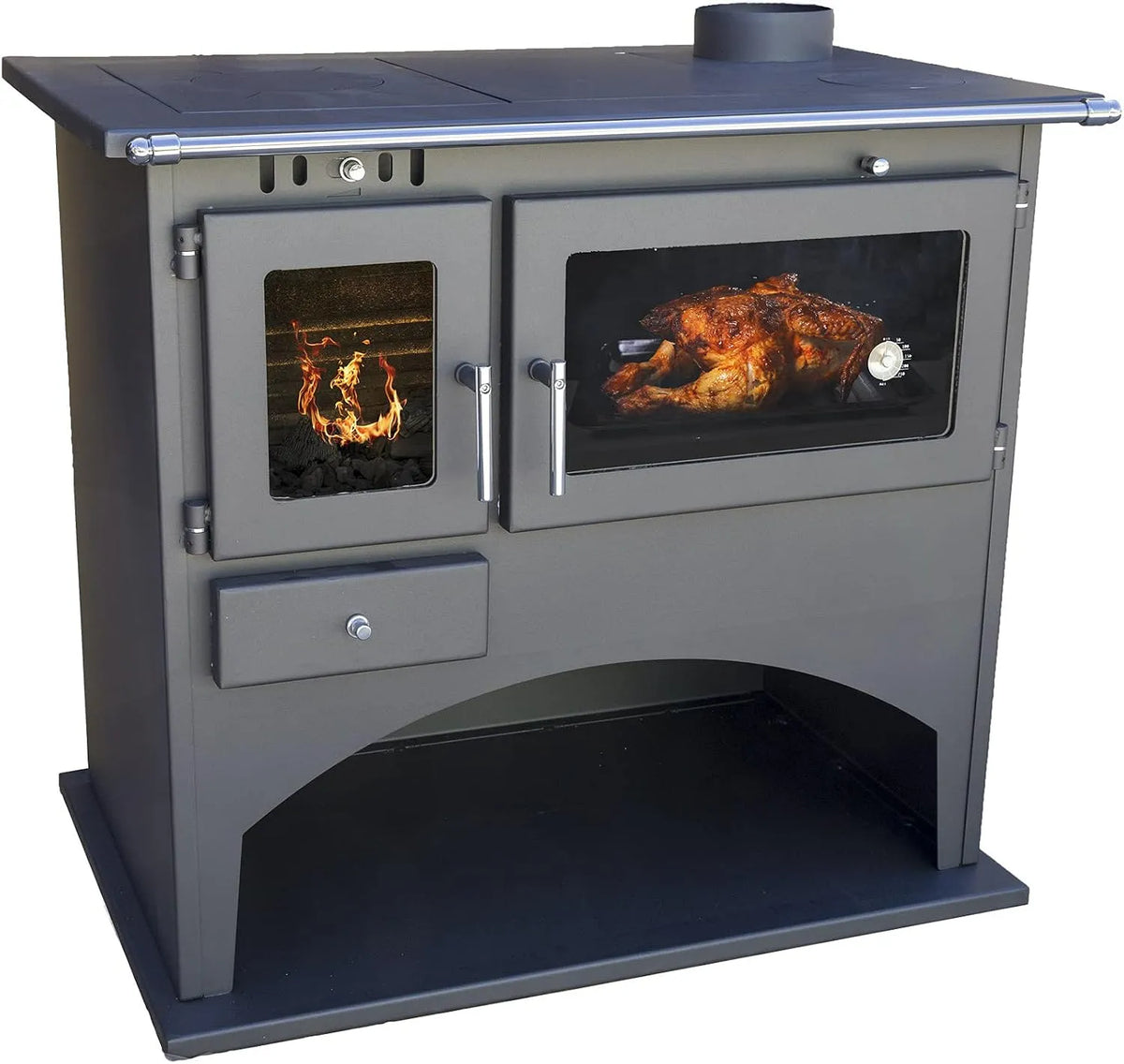 Viktoria, Ohnivzdorné pece, Sporáky s pečicím prostorem a sporákem 25071 Pece Viki 10.5 kW Švédská pec krb pec, Černá, 10.5 kW, 93 cm, 87, 4 cm