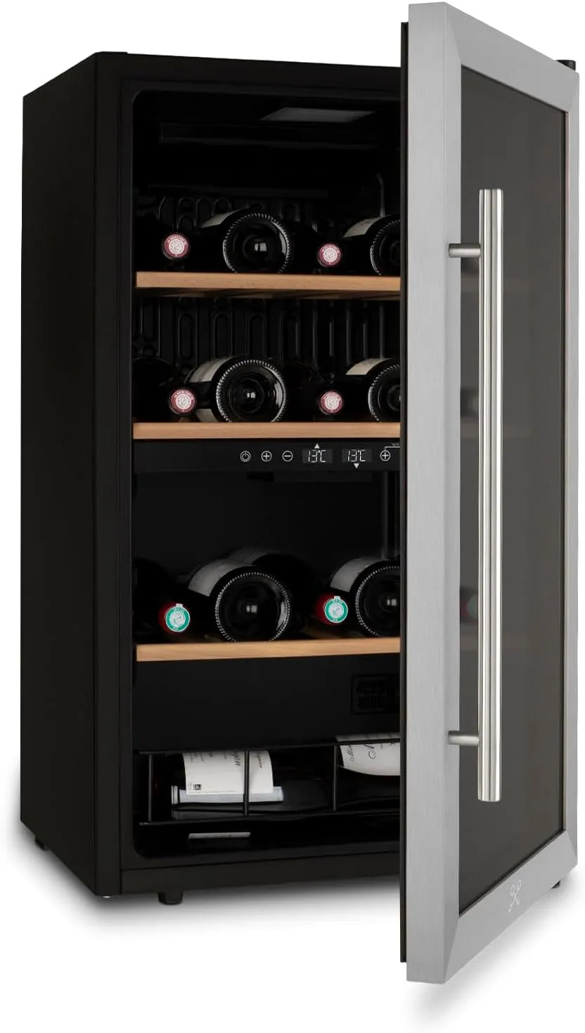 LES PETITS CHAMPS CAVCD32, Chladničky na víno a sekt, Built- in winn lednice, 32 konverzních lahví, 80 l, nerezová ocel, skleněné, Stříbrná