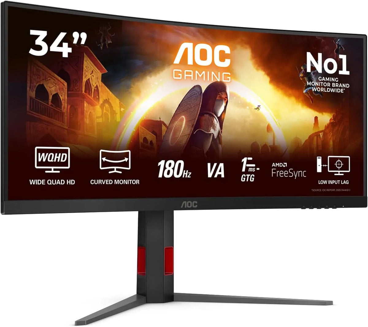 AOC CU34G4 HDR10, Monitory, 34 palcový křivý, UW-QHD Gaming Monitor, 180Hz, Fast VA Panel, 1ms GtG, Černá, 34G, 3440x1440, 2X 2