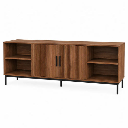 Mueble de TV de madera y metal 180x40x60 cm marrón/negro