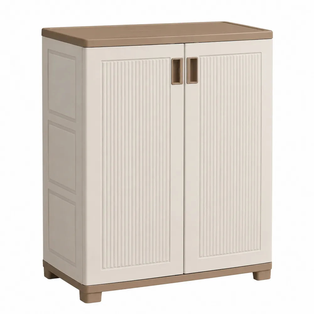 Armario de plástico con puertas 80x40x100 cm crema/marrón