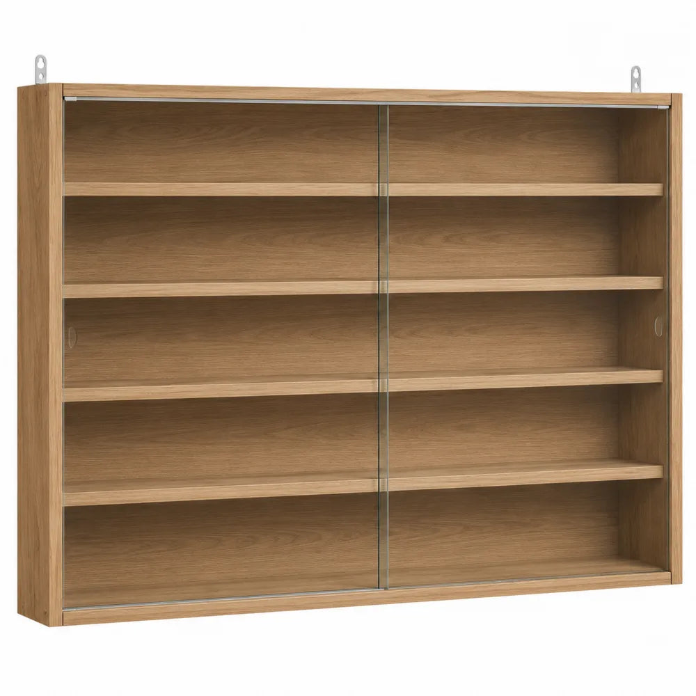 Estantería de MDF con puertas de vidrio templado 120x90x20 cm
