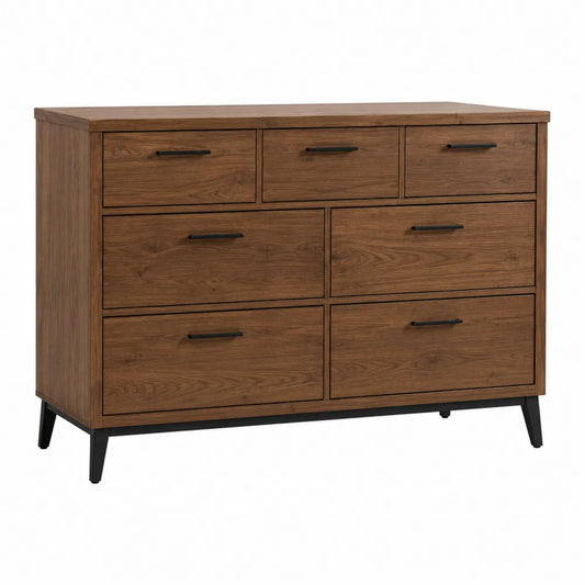 Cómoda de Madera MDF con 7 Cajones Marrón