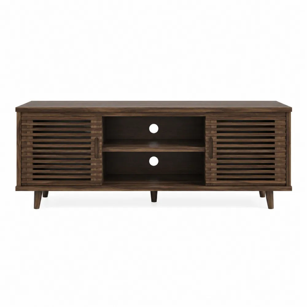 Mueble de TV de madera con puertas correderas marrón oscuro 120x40x50 cm
