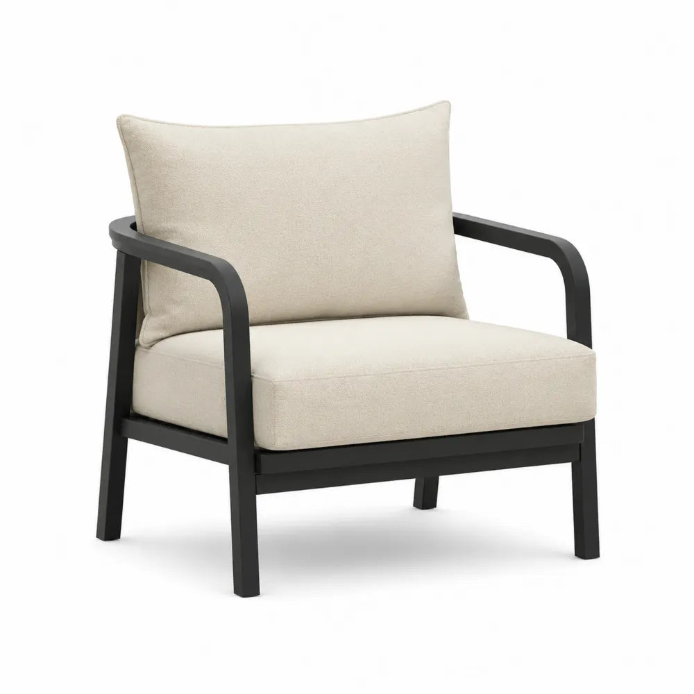 Sillón de Aluminio con Cojín de Tela Beige