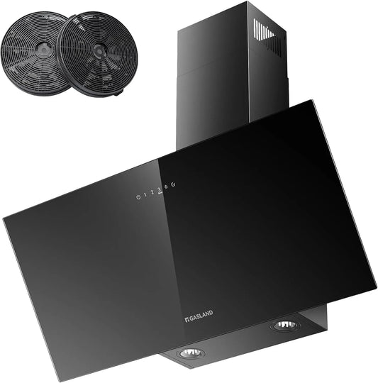 GASLAND AR90BS, Nástěnné digestoře, Bezhlavé stěny s kapucí 90 cm, cirkulující vzduch a výfukový vzduch, klid, 567 m3, Černá / stříbrná, 90 cm