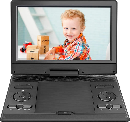YOOHOO MKV/MP4/RM/AVI, Přenosné DVD přehrávače, 14.9 ′ ′ Přenosný DVD přehrávač s displejem 12.1 ′ HD, dobíjecí baterie, podpora, Černá, 12, 1 '