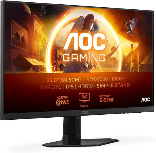 AOC 24G4XED HDR10, Monitory, 24 palců FHD Gaming Monitor, 180Hz, Rychlý IPS Panel, 1ms GtG, G-Sync, Černá, 24G, 1920x1080, 2X 2