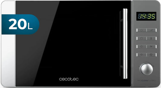 Cecotec, Mikrovlnné trouby s grilem, mikrovlnná trouba s grillem Proclean 5010 Flatbed nerez ocel, 20L, Stříbrná, 700 W, 800 W