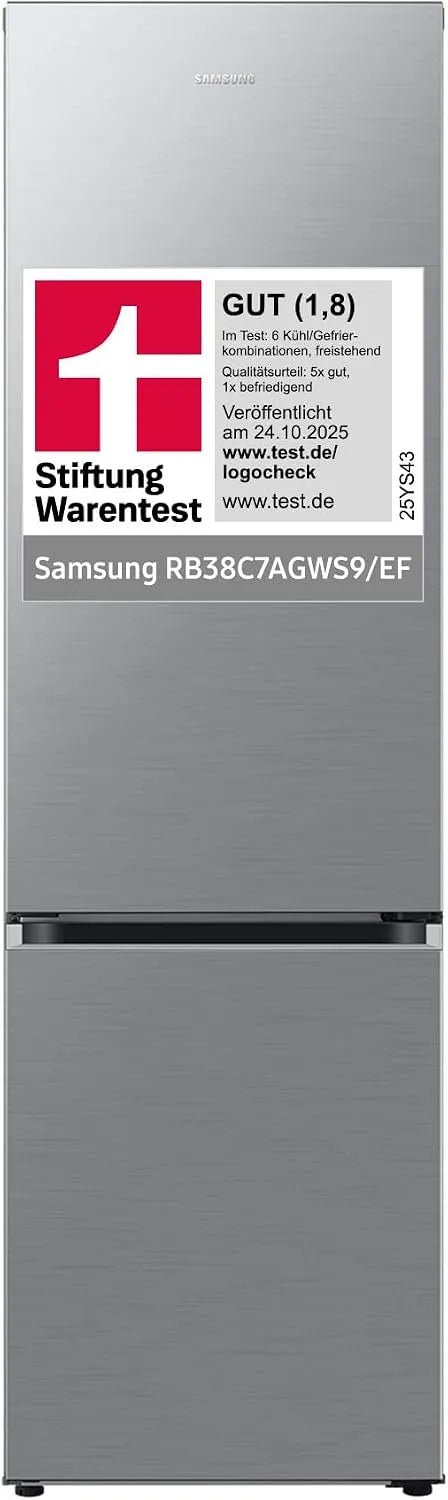 Samsung RB38C7AGWS9/EF RB38C7AGWS9, Chladničky, / EF Chladič - mrazák, 203 cm, 387 l, Lednice AI s mrazákem, SmartThings AI, Stříbrná