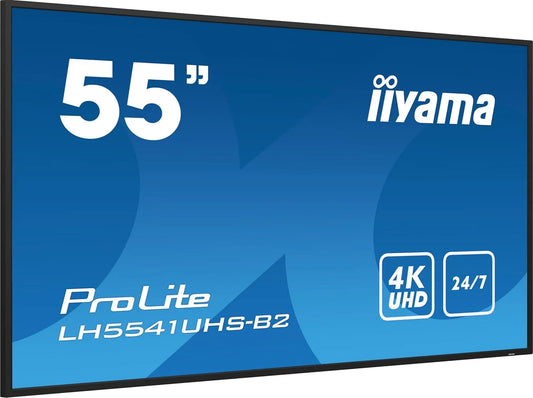 iiyama LH5541UHS-B2 USB2.0, Monitory, Prolit 139cm 54.6 'Digitální signage displej IPS LED Panel 4K UHD VGA HDMI Audio, Černá, 139cm, 54.6 ', 4K