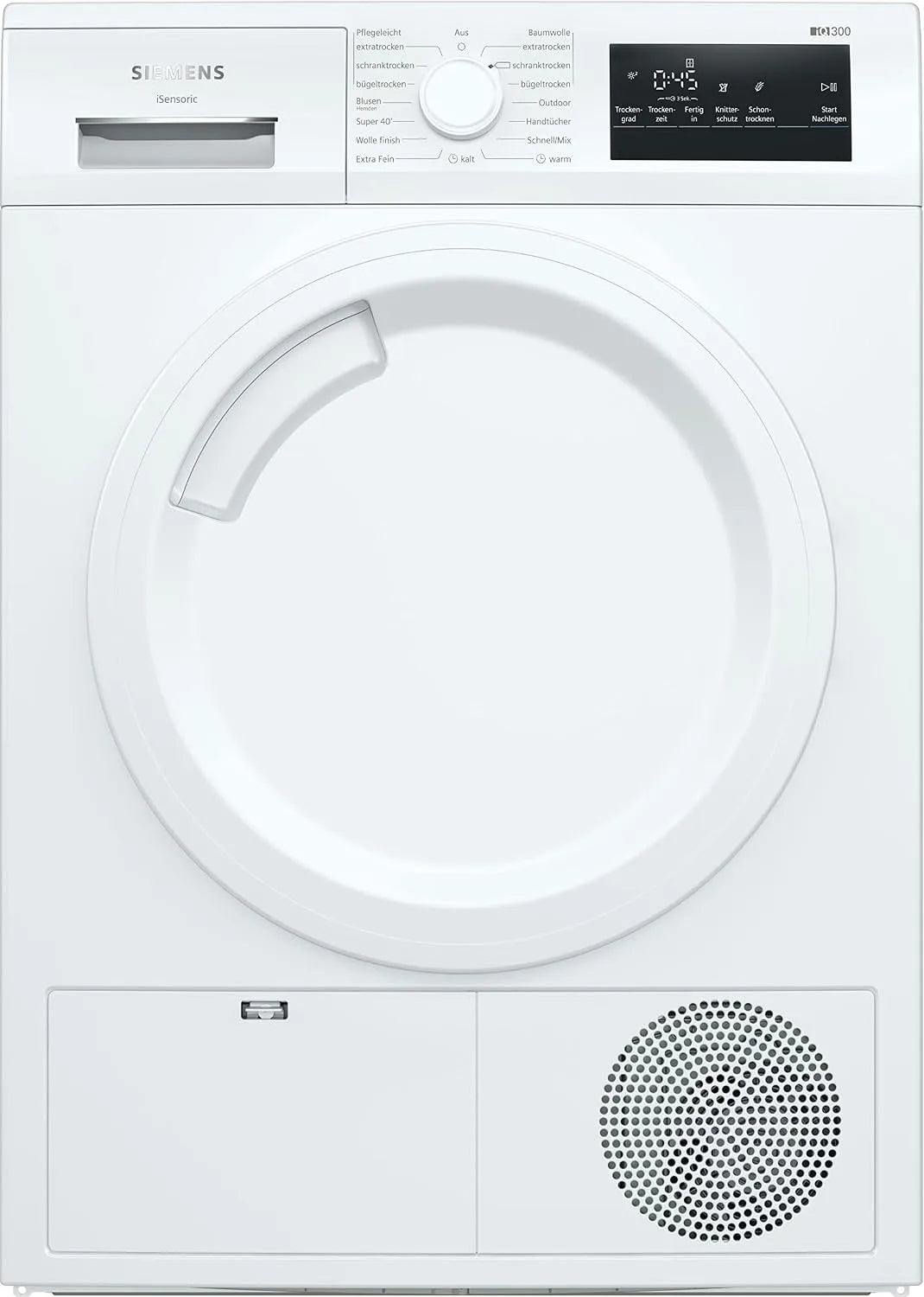 Siemens WT43HV03 iQ300, Sušičky s tepelným čerpadlem, Vysoušeč teplého čerpadla pro 7 kg prádla, 212 kWh ročně, autoDry, venkovní, Bílá, 03 V