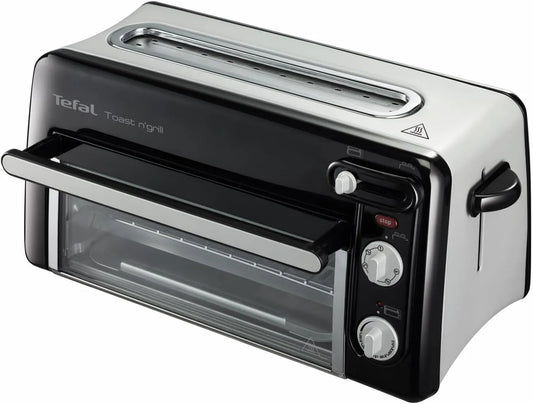 Tefal 2-in-1 TL6008, Mini trouby, RETRO Toast n 'Grill - toustovač a minitrouba, 1300 W, energeticky účinná, Černá, 2 v