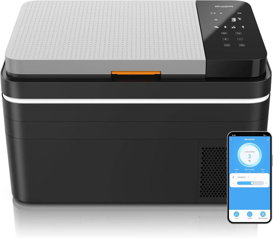 Brandson, Chladničky, Chladicí box elektrický s kompresorem - 30 litrů - App ovládání Bluetooth Tuya, Černá, 30 l, 230 V, 24 V, 62, 3 cm