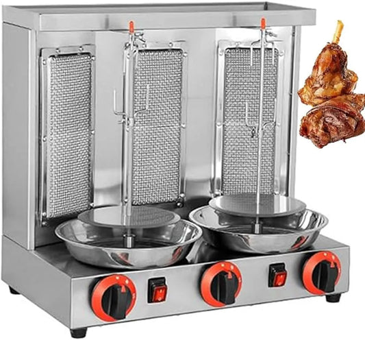 Generisch, Elektrické grily, Svislý gril, nerezová trouba Schaschlik s regulací teploty 50-300 ° C pro, Stříbrná, 510 x 300 x 490 mm, 3 cm
