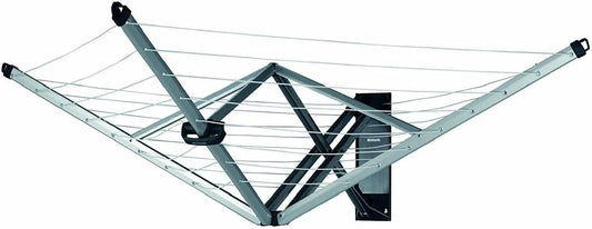 Brabantia, Regály na praní, WallFix nástěnná sušička - Stojan na prádlo - UV odolná prádelna - 24 metrů, Šedá, 184 x 182 cm, 120 cm, 5 l