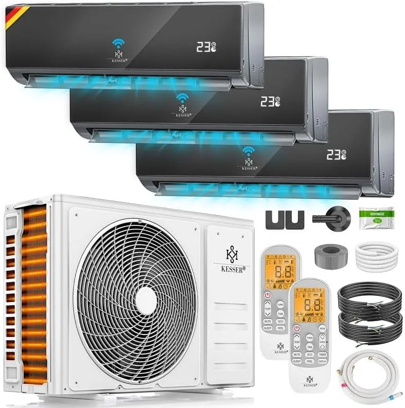 KESSER, Splitové klimatizace, ® Multispit Klimatizace 3 Vnitřní zařízení, 27000 BTU, Split Air Conditioning Set, Bílá, 3 V, 5000W