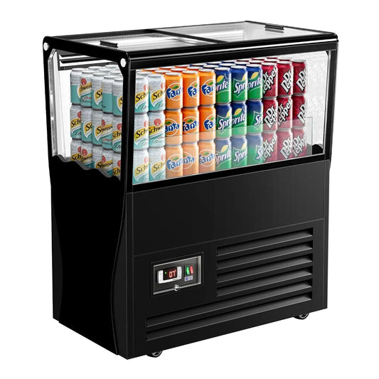 GGM Gastro, Barové chladničky, Bottle Cooling Island 69L se 2 sklopnými skleněnými kryty, Průhledná, 69L, 730 mm, 450 mm, 900 mm
