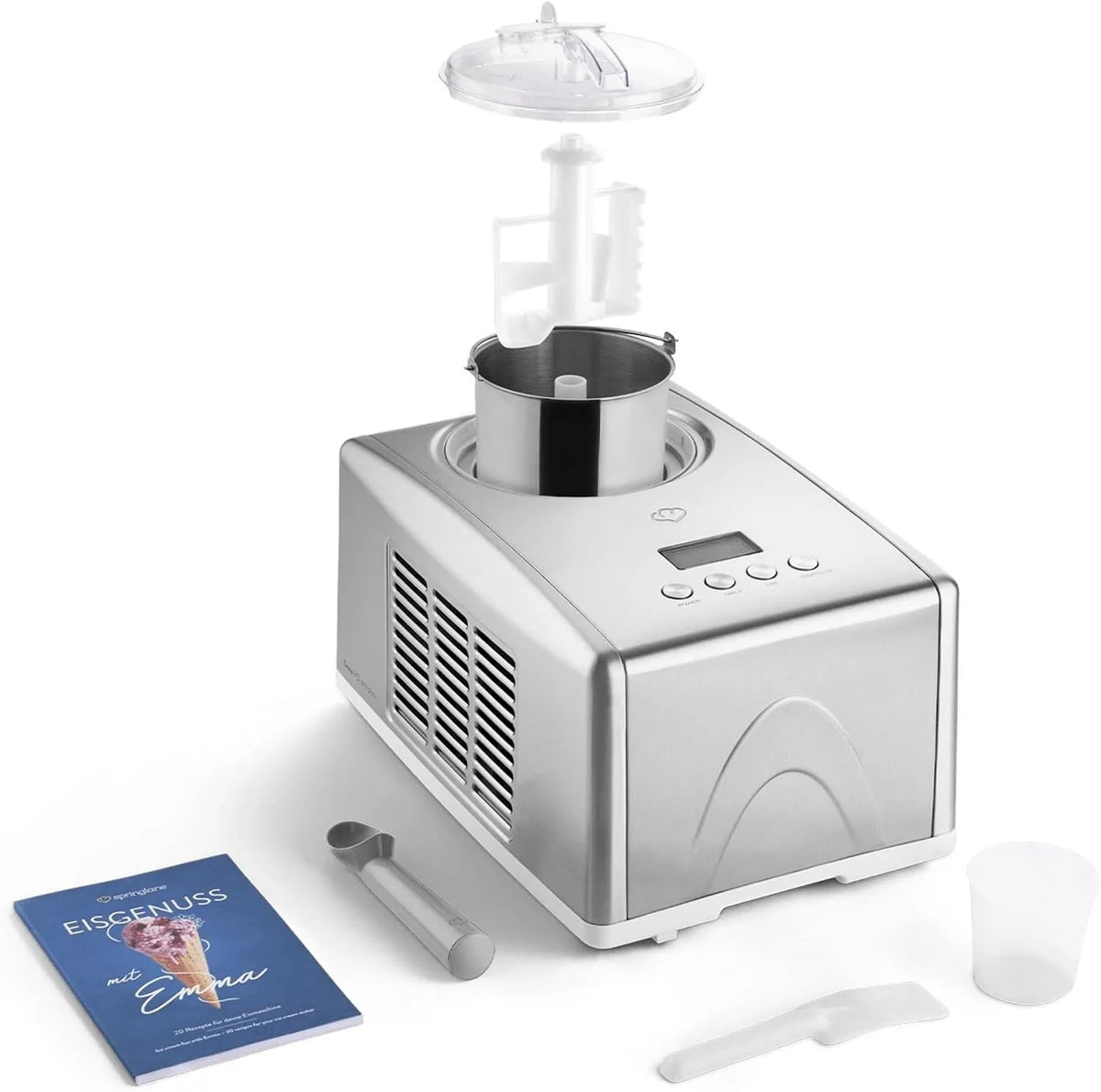 Springlane Kitchen, Zmrzlinářské výrobky, Springlane ledový stroj Emma 1.5 L s vlastním chladicím kompresorem 150 W, z, Stříbrná, 1.5 L, 150 W