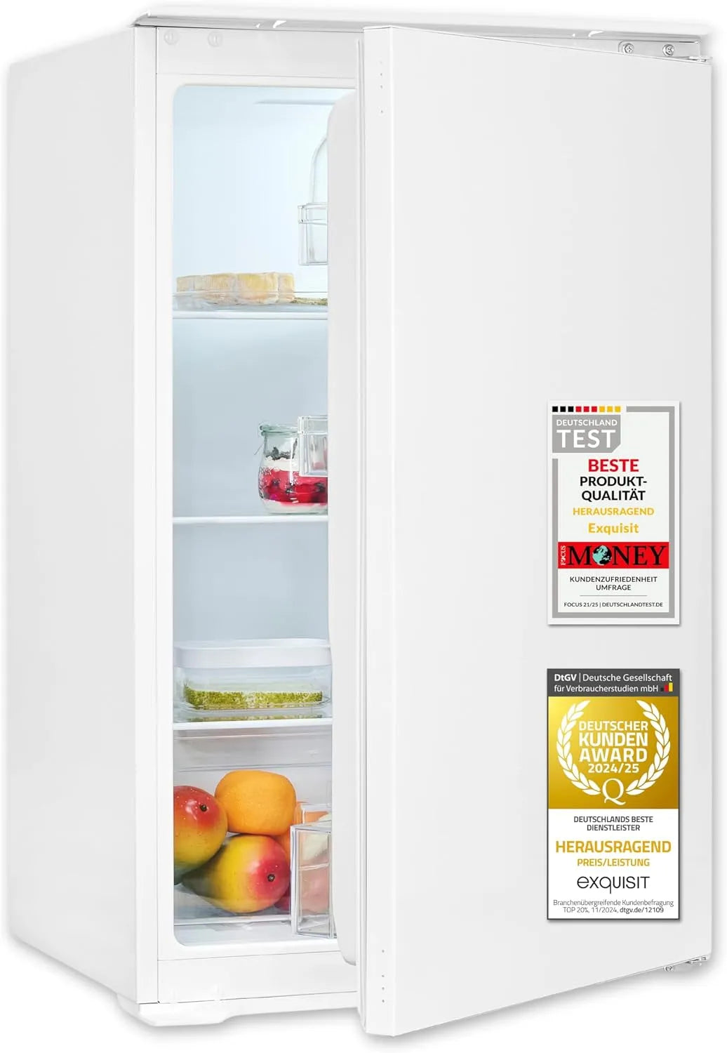 Exquisit EKS5131-V-040E, Chladničky, Excelentní built- v chladničce - 129 litrů - 88 cm niche, Bílá, 129 l, 88 cm, 39 dB, 92 kW