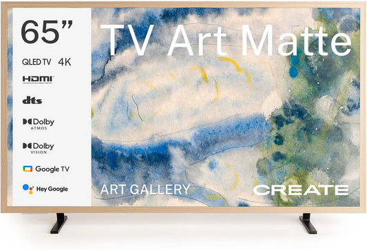 CREATE, Televizory, / TV Art Matte / Televize Smart QLED 4K 65 'Přírodní dřevo / Blend- zdarma, Modrá, QLED, 4K, 65 ', 10W