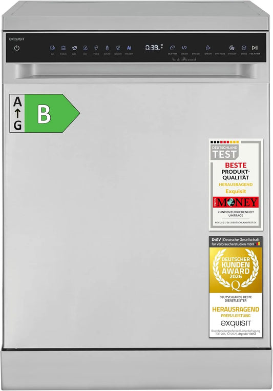 Exquisit GSP9616-450B, Myčky nádobí, 45 cm, Excelentní myčka na myčky Inox - 16 stropů, 60cm, třída B, Stříbrná, 10.9 L, 0, 659 kW, 45 dB