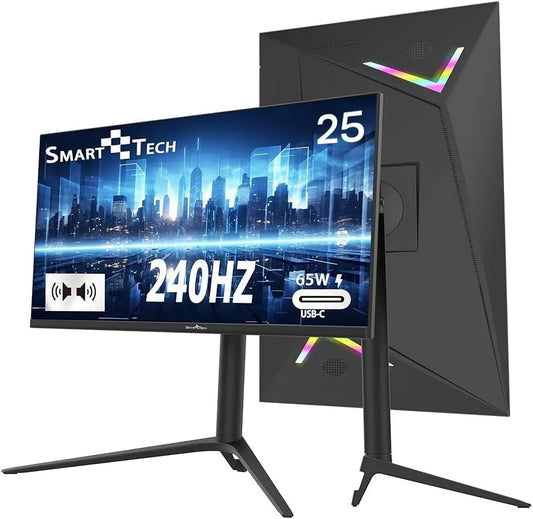 Smart Tech, Monitory, Gaming Monitor 25 palců, Full HD rozlišení (1920x1080), Monitor 240Hz, USB-C 65W, Černá, Full HD, 1920x1080, 240Hz, 65W