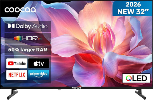coocaa DVB-T HDR10, Televizory, /-T2/-C/-S/-S2 32 palců TV, 80cm, QLED HD Smart TV, Superior QLED Tech, HLG, Černá, QLED, 1.5G