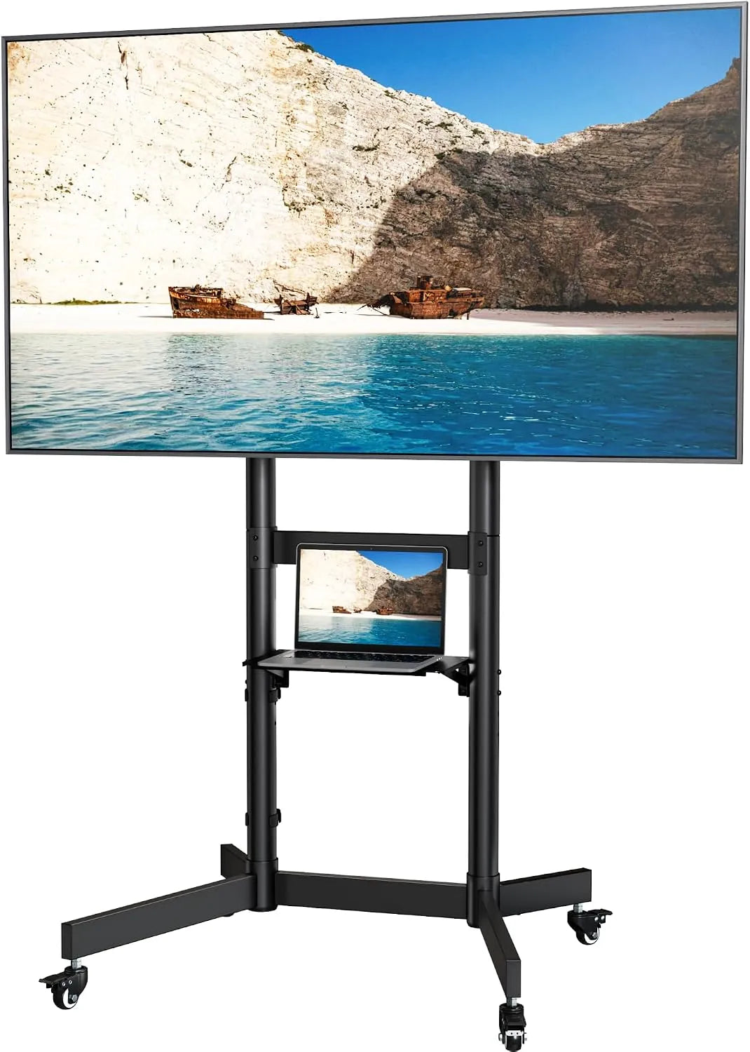ECOTINY, Stojanové nohy, Robustní mobilní TV stojan pro 55-100 palců TV až 75KG, Černá, 75KG, 5 kg