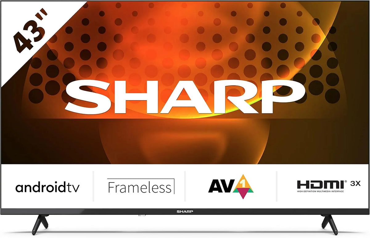 SHARP 43FH6EA, Televizory, Full HD Bezrámová Android TV 108cm (43 palců), 3X HDMI, 2X USB, Dolby Digital, Černá, Full HD, 108cm, 1920 x 1080